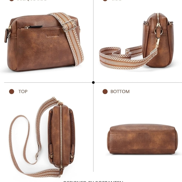 Bostanten Tan Leather Crossbody Bag - Picture 7 of 13
